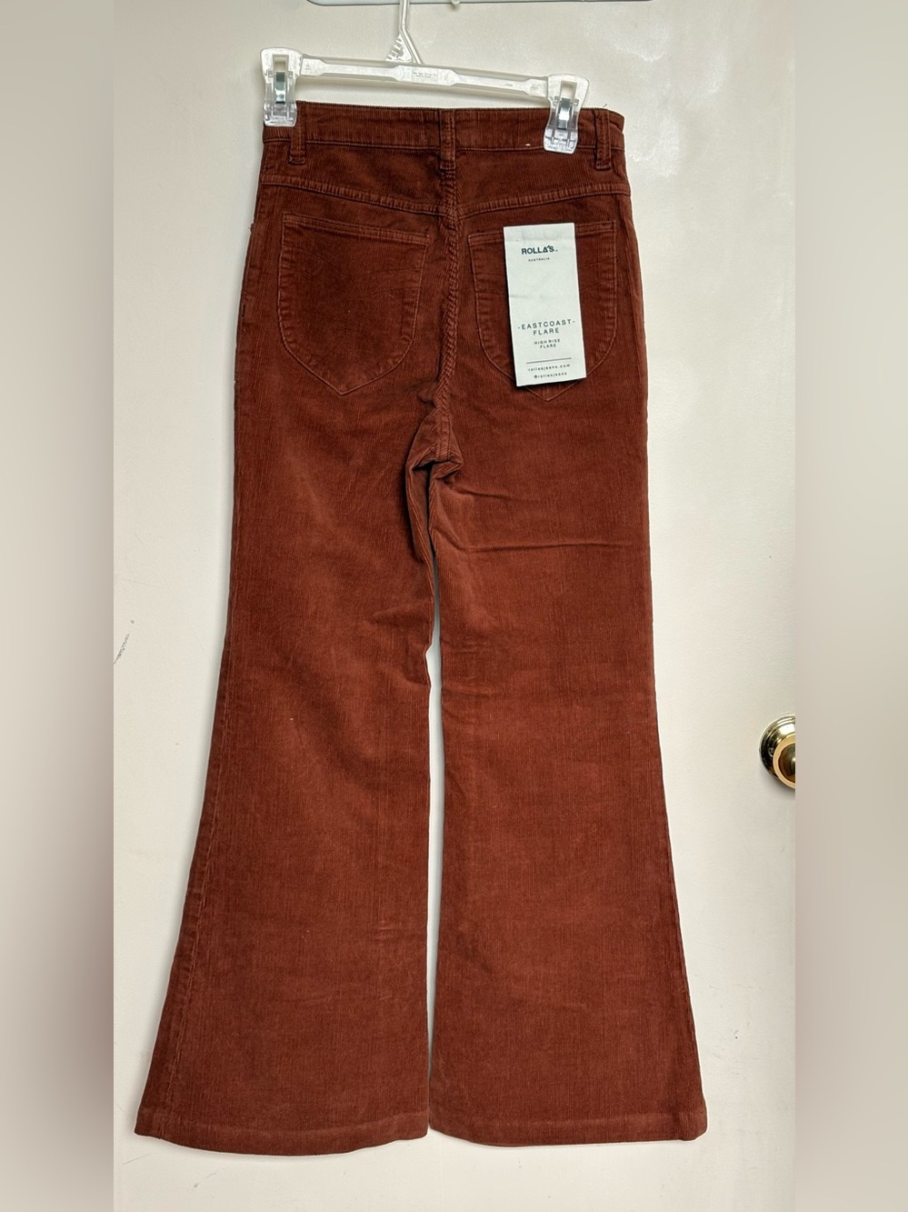 ROLLA'S Rust High-Rise Corduroy Flare Pants - Picture 3 of 6